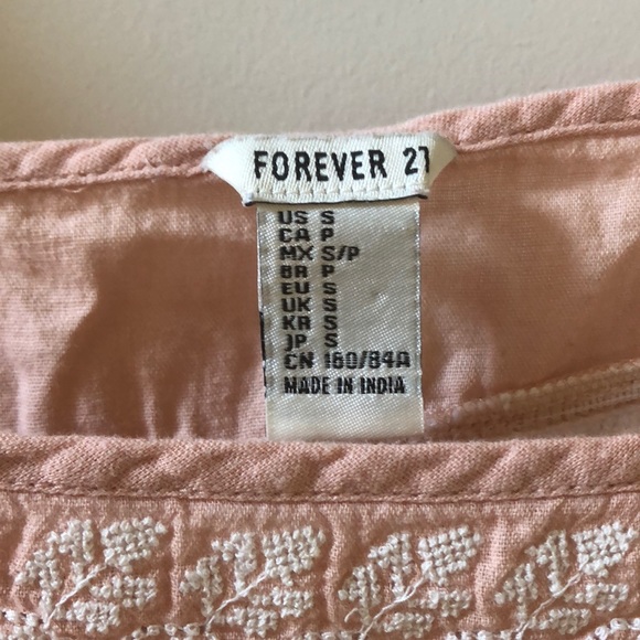 Forever 21 Embroidered Peach Top - Small - Picture 2 of 2